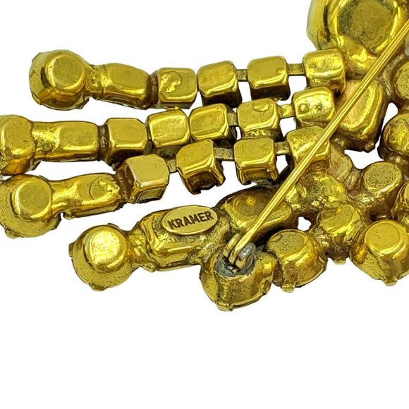 Kramer of New York Brooch Topaz Colored Rhinestone - Picture 6 of 12